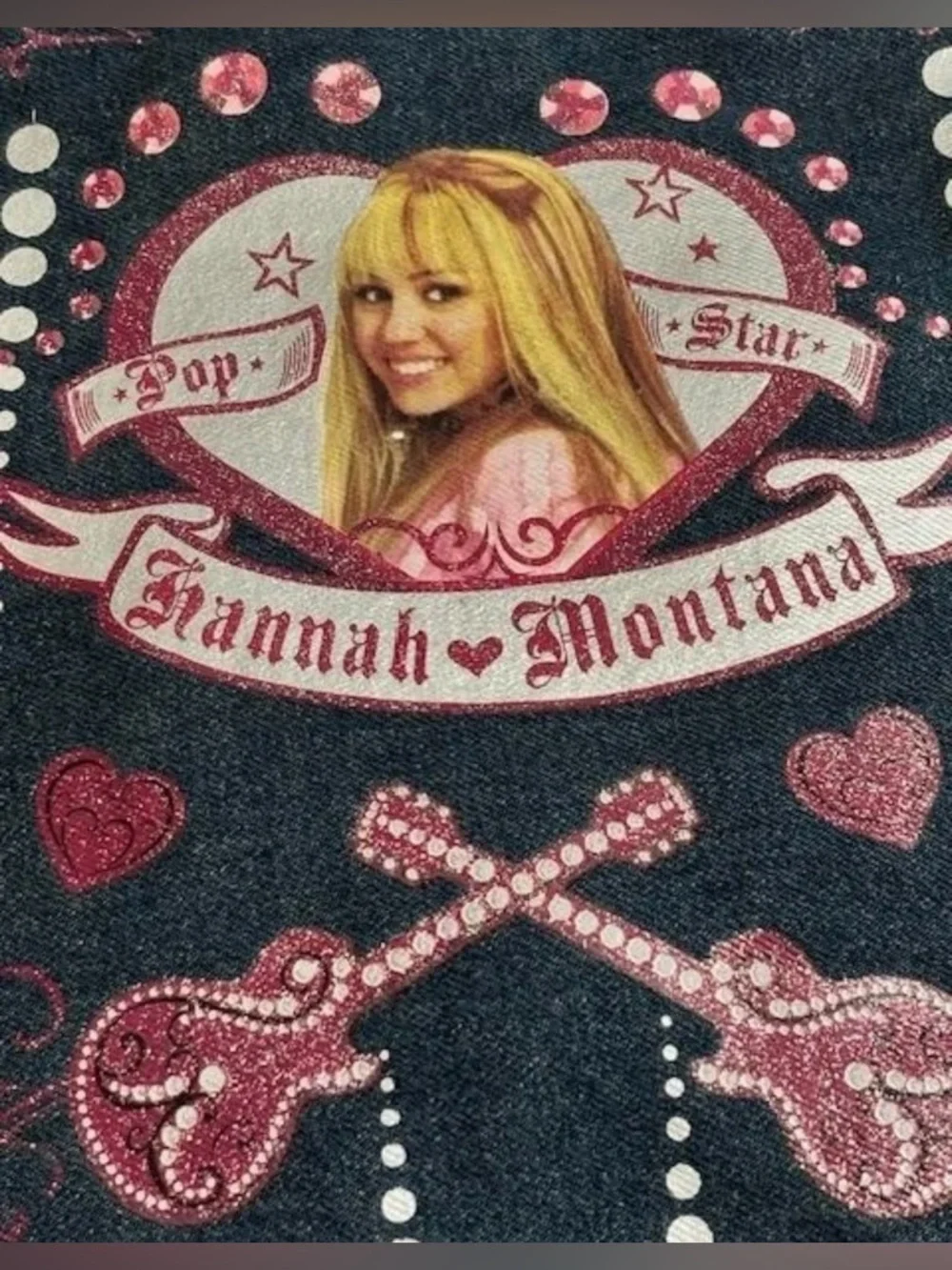 Vtg Disney Hannah Montana Tote Bag Girls Small Blue Pink Glitter Rock Pop Star - Picture 8 of 9
